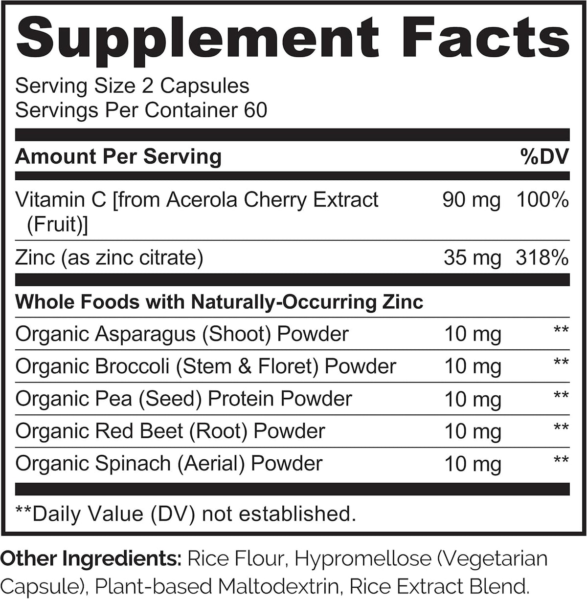 NATURELO Vegan Zinc Immune Support Capsules - Whole Food Complex with Vitamin C for Healthy Skin, Hair and Nails - görsel 3