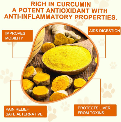 FSLHCY Turmeric for Dogs - 180 Count Duck Flavour Chewable Tablets