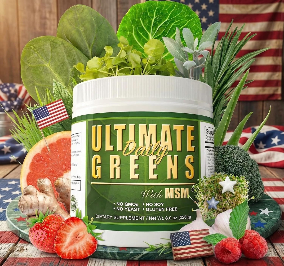Daily Health Ultimate Greens Powder - Immune Support, Vegan-Friendly, Alkalising Superfood Drink, Non-GM, Gluten & Soya-free, 227 g (8 oz) (3 Pack) - görsel 2