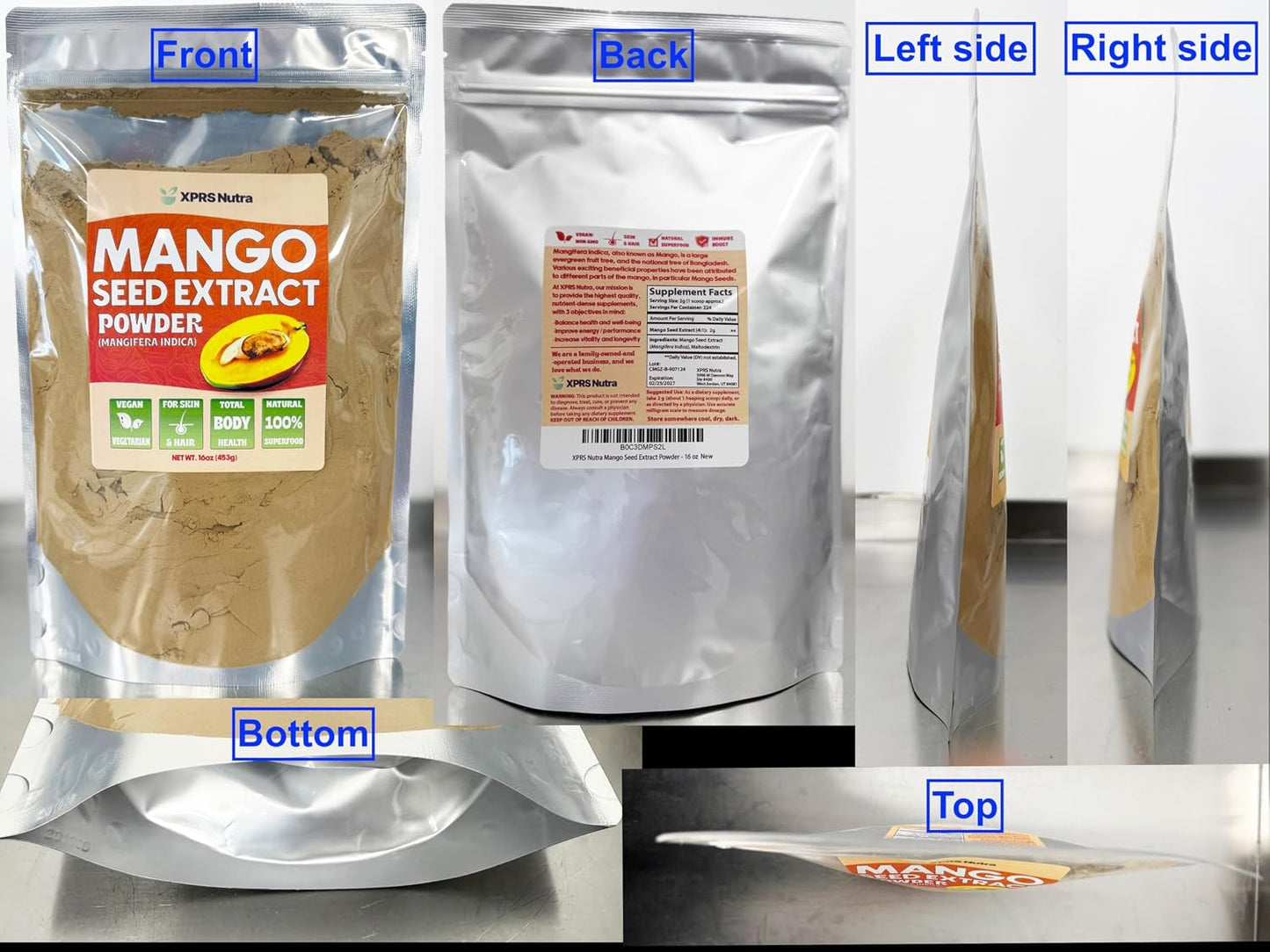 XPRS Nutra Mango Seed Extract Powder - Premium Mango Seeds (Mangifera Indica) - Fresh Non-GMO Wild Extract Powder - Vegan Food Supplement (454 g) - görsel 8