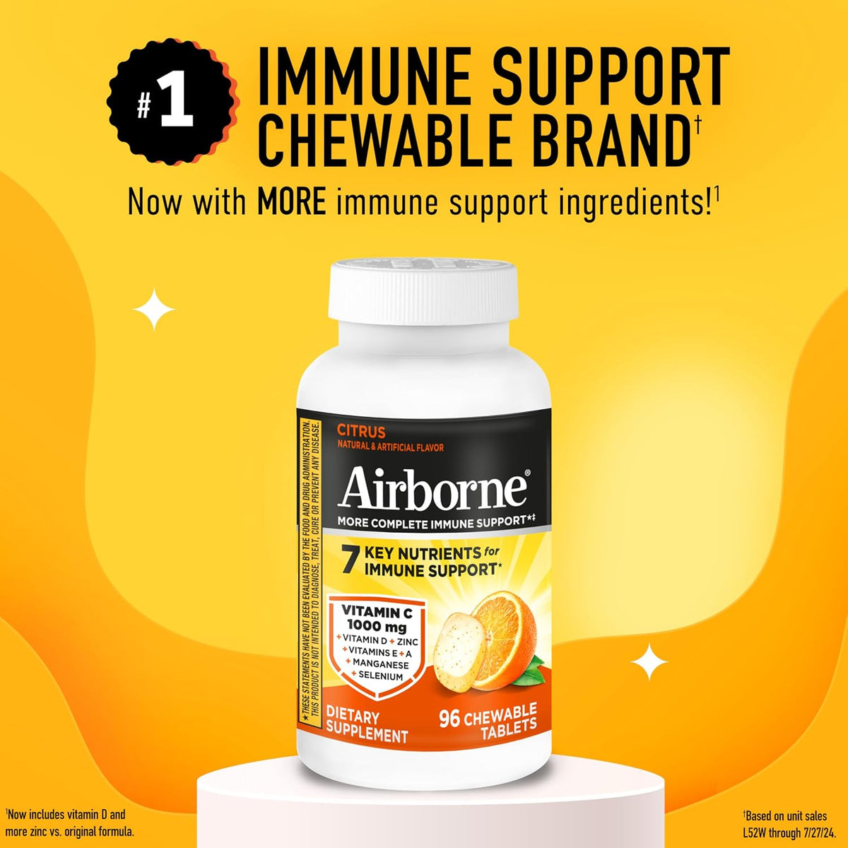 Airborne Vitamin C 1000mg Citrus Chewable Tablets (96 Count) - görsel 2