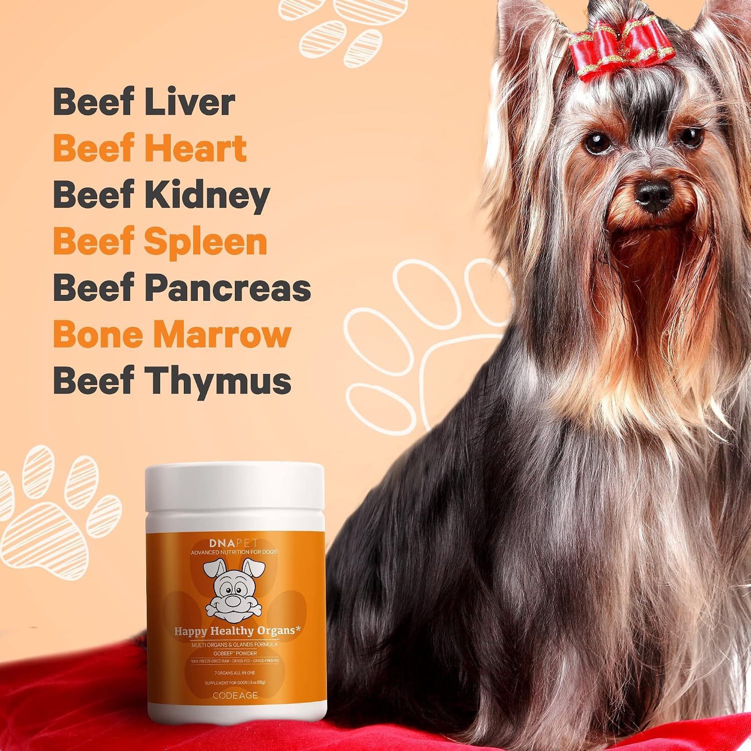 Happy Healthy Organs & Glands Supplement for Dogs - Freeze-Dried Raw Grass-Fed Beef Multi-Organ, 85 g - görsel 5