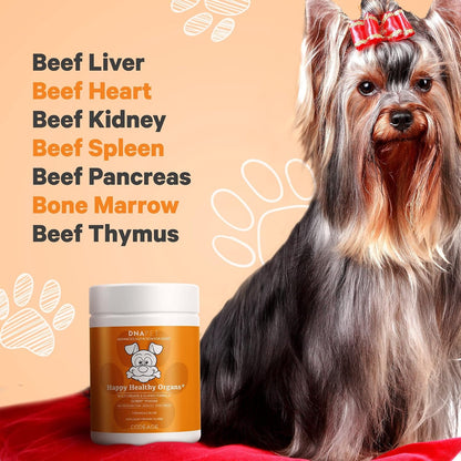 Happy Healthy Organs & Glands Supplement for Dogs - Freeze-Dried Raw Grass-Fed Beef Multi-Organ, 85 g