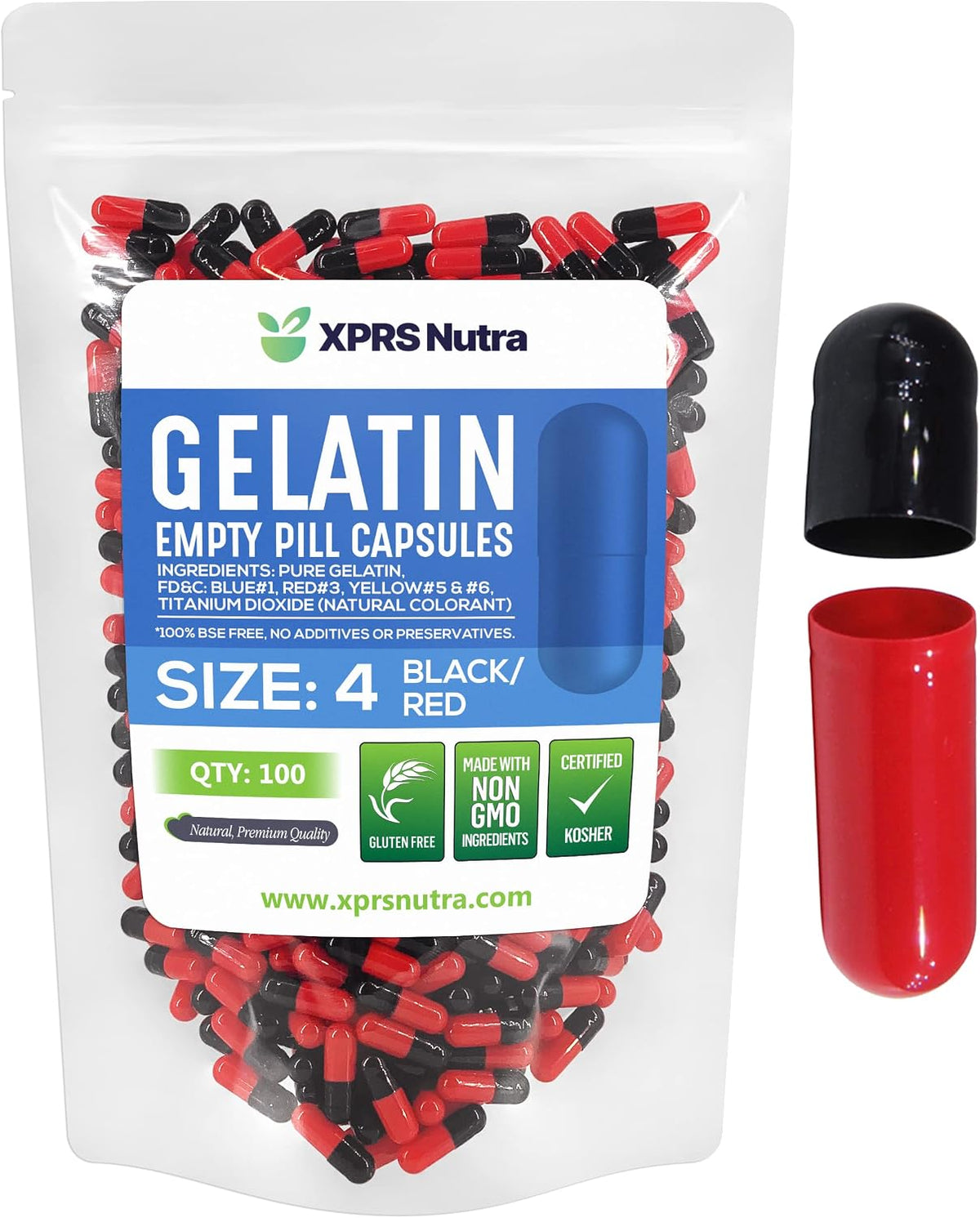 XPRS Nutra Size 4 Empty Gelatine Capsules - 100 Count - görsel 1