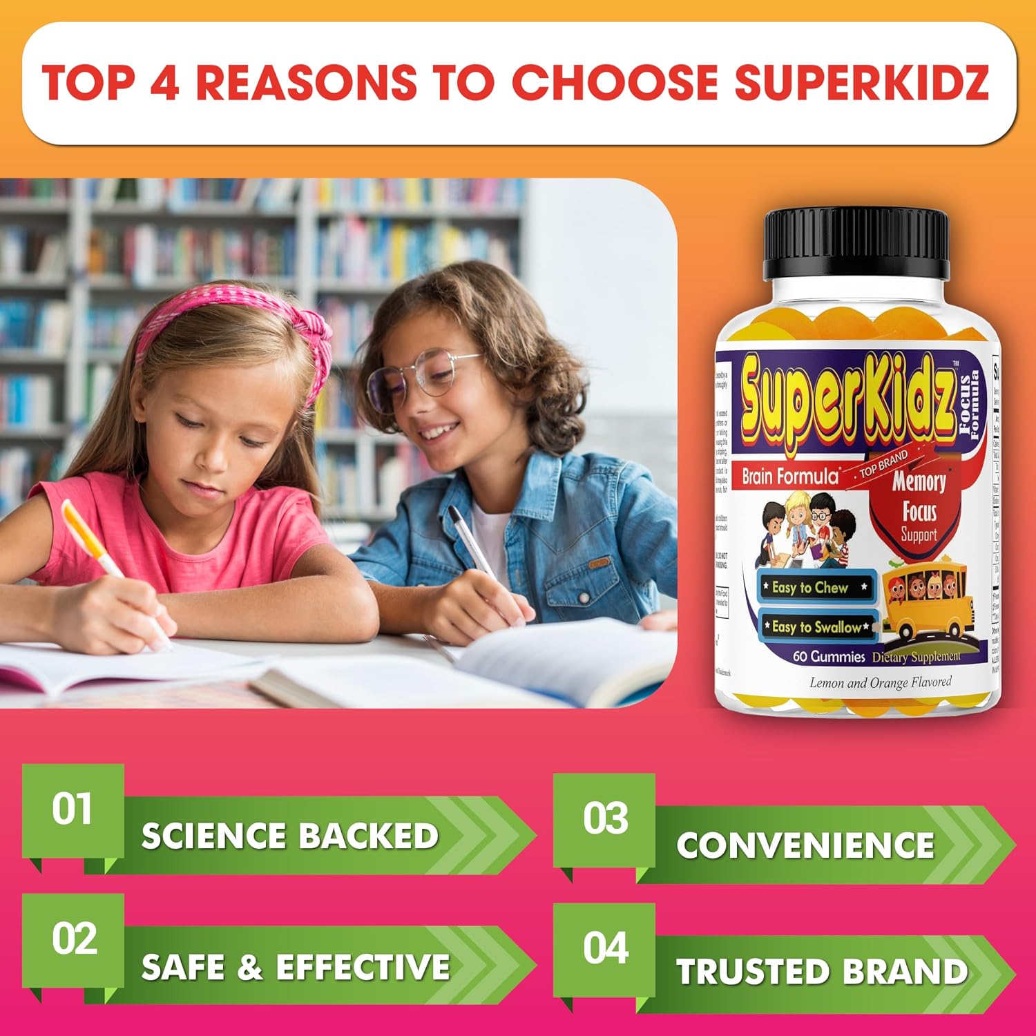 Superkids Kids Focus Gummies with Omega-3 DHA – 60 Gummies - görsel 4