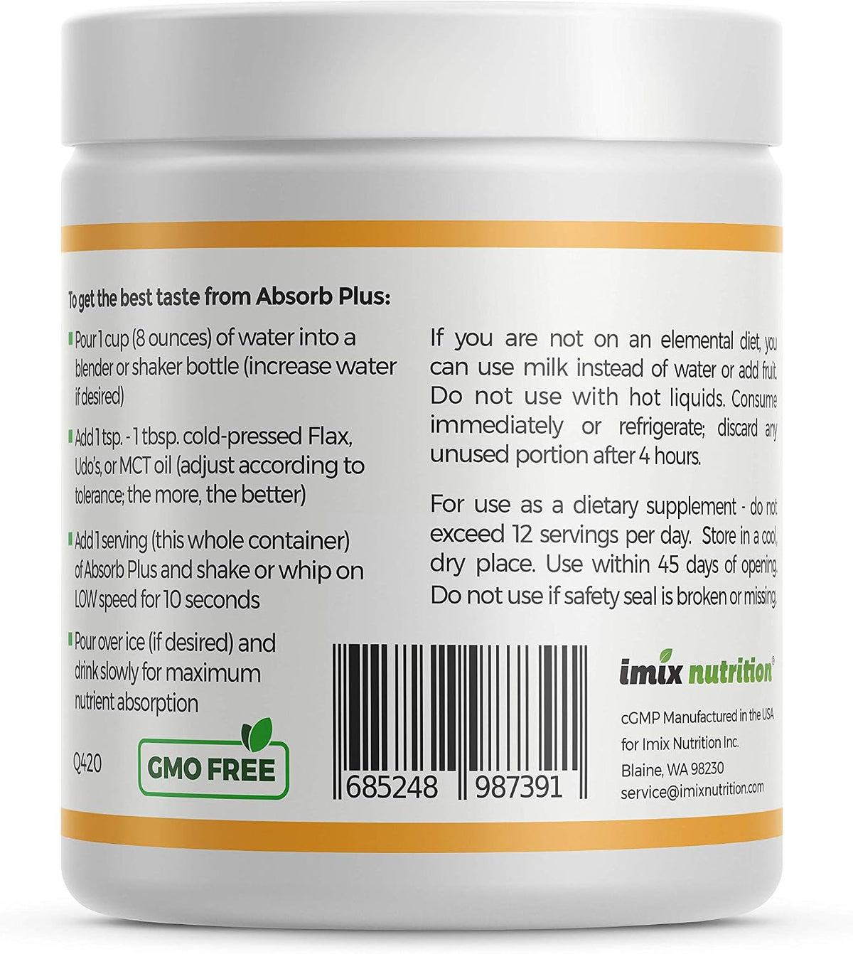 Absorb Plus Isolate Protein - Diet Supplement for Improved Gut Health, Extra Nutritional Support, Non-GMO, Gluten-Free, Lactose-Free, Casein-Free (100 g, French Vanilla) - görsel 2