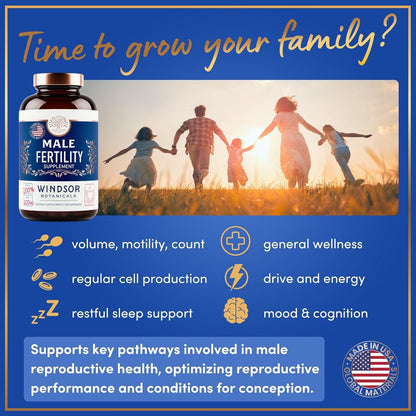 Male Fertility Supplement with Maca Root – Men's Health & Pre-conception Vitamins Plus Natural Extracts – 120 Capsules