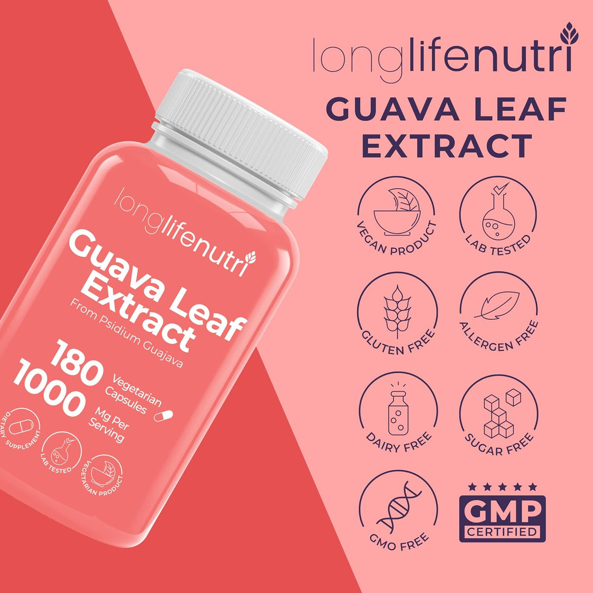 Guava Leaf Extract 1000mg – Organic Supplement, 180 Vegetarian Capsules - görsel 7