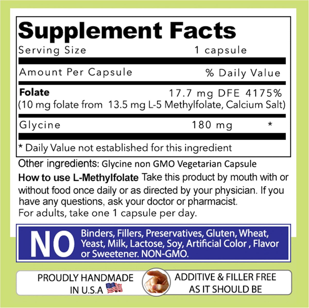 Daily Vites L-Methylfolate Supplement – 10 mg (10,000 mcg) – 5-MTHF Active Folate Capsules – 2 Month Supply - görsel 3