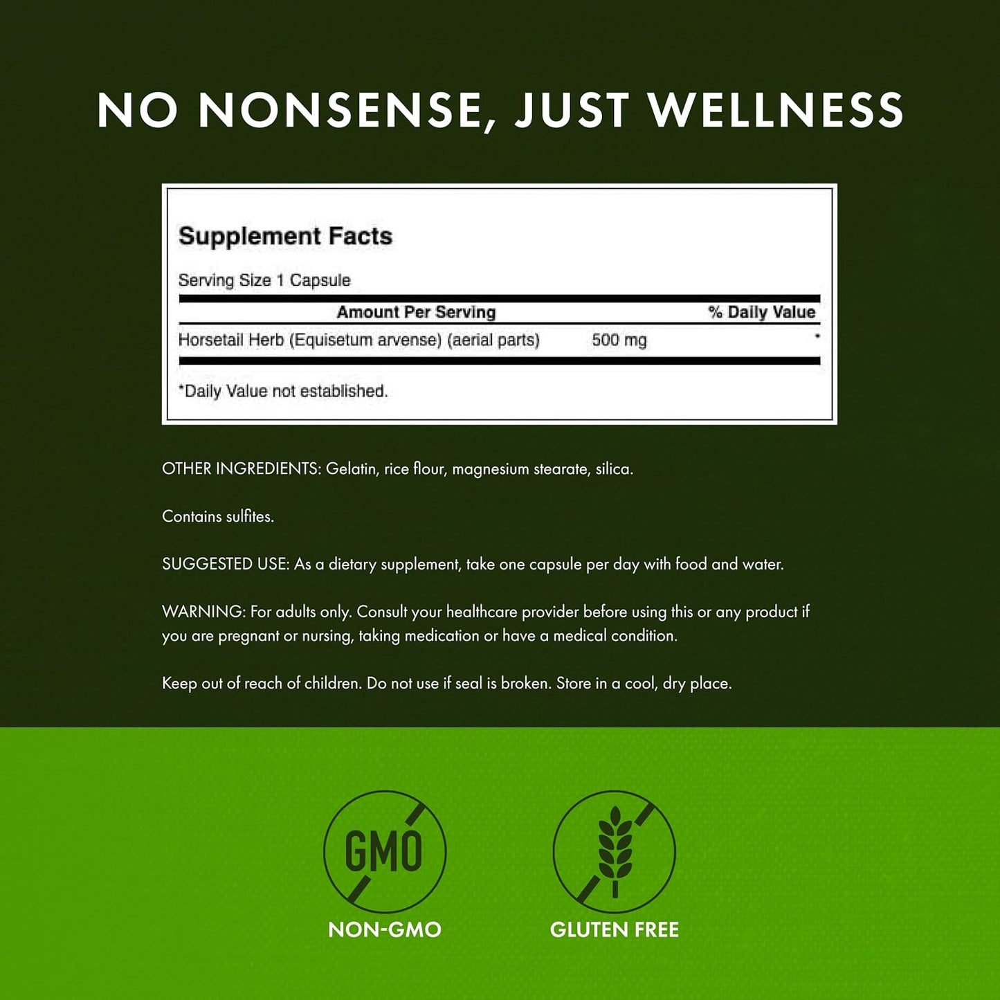 Swanson Horsetail - Herbal Supplement for Healthy Hair, Skin & Nails - 500mg per Capsule, 90 Capsules (4 Pack) - görsel 2