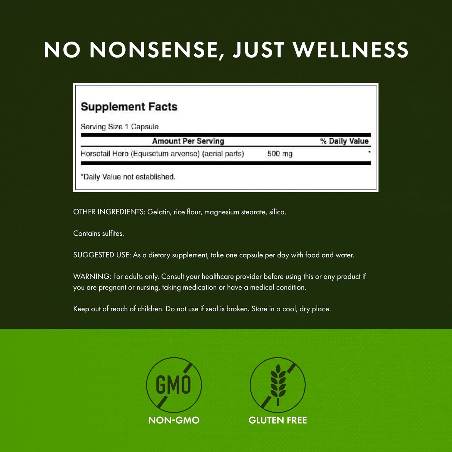 Swanson Horsetail - Herbal Supplement for Healthy Hair, Skin & Nails - 500mg per Capsule, 90 Capsules (4 Pack) - görsel 2
