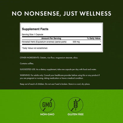 Swanson Horsetail - Herbal Supplement for Healthy Hair, Skin & Nails - 500mg per Capsule, 90 Capsules (4 Pack)