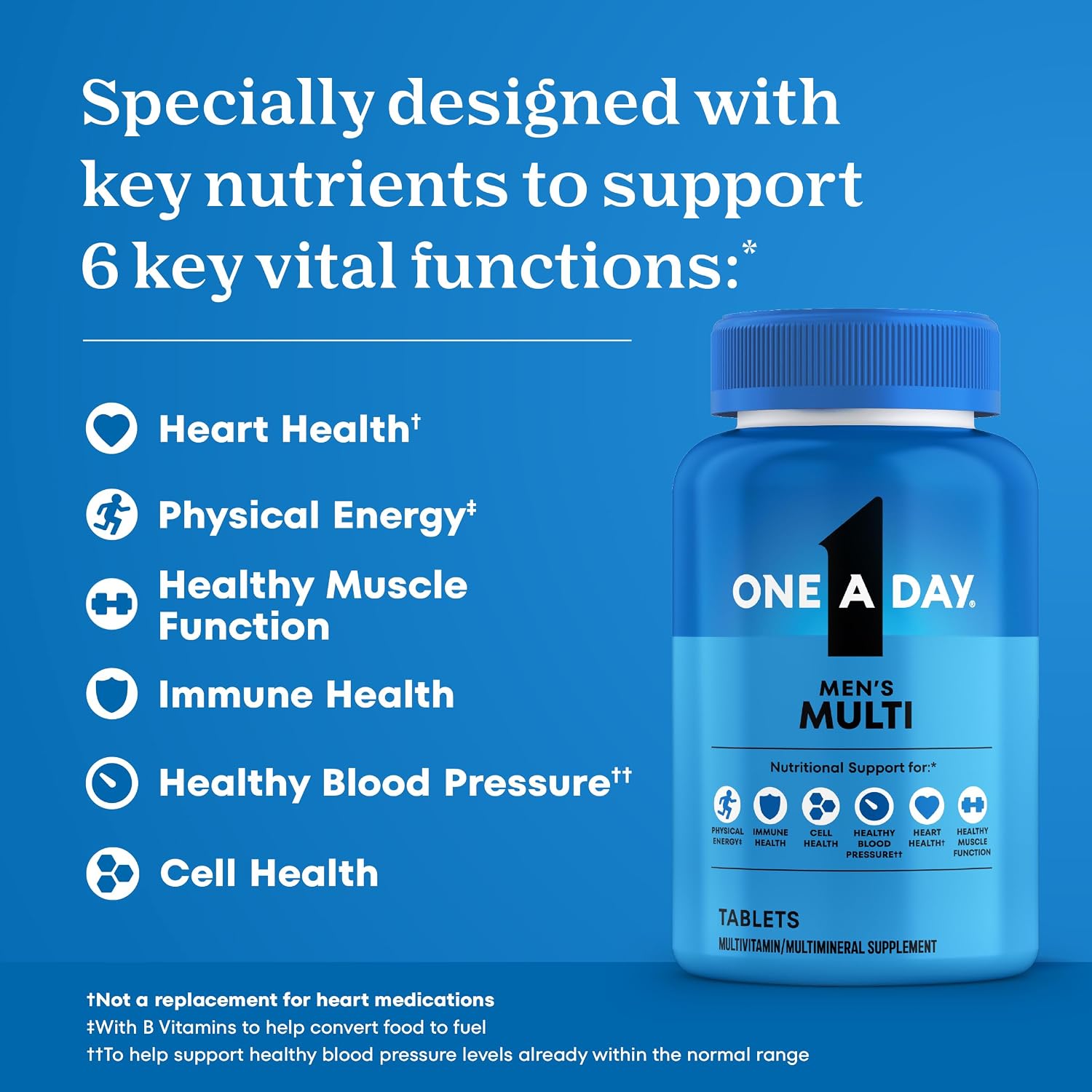 One A Day Multivitamin for Men - Daily Men's Multivitamin with Vitamin D, Zinc, Folic Acid, and B Vitamins, Physical Energy Support, 200 Tablets - görsel 2