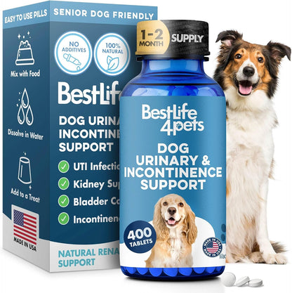 BestLife4Pets Dog UTI & Kidney Health Formula – Natural Urinary Support – 400 Tiny Pills