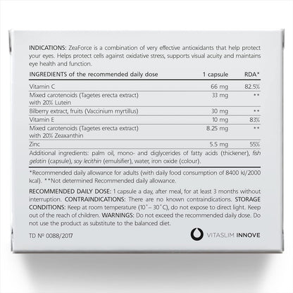 ZeaForce Excellent Vision Eye Health Supplement - Concentrated Liquid Formula, 1 Capsule per Day, 3-Month Supply