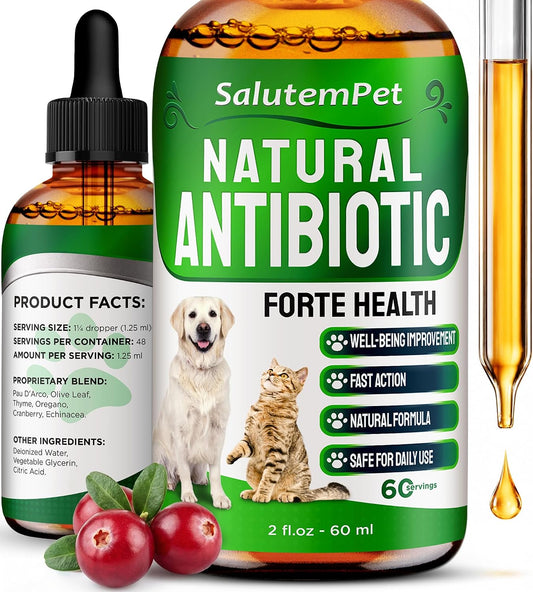 Natural Antibiotics for Dogs to Help with Allergies and Urinary Tract Infections | Kennel Cough Medicine for Dogs | Cat Antibiotics for Infection | Herbal Supplement Suitable for All Breeds and Ages | 60 ml