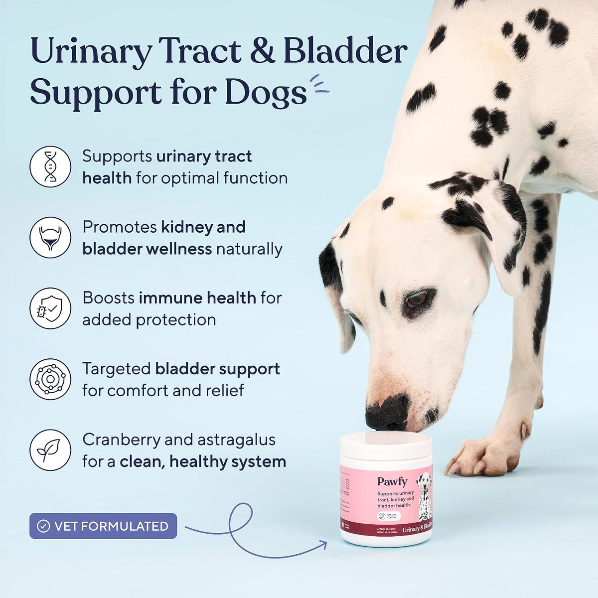 Pawfy Dog UTI Supplement | Cranberry & D-Mannose for Urinary Tract & Bladder Health | Dog Vitamins and Supplements - 30 Chews - görsel 2