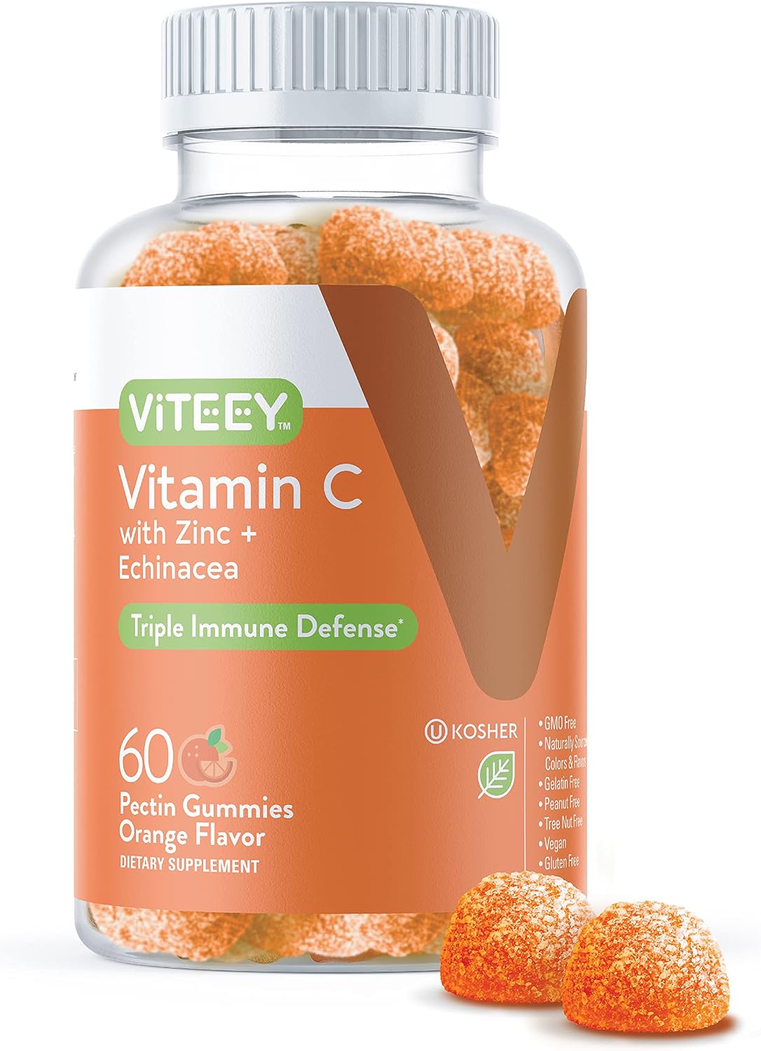 Viteey Vitamin C Gummies for Adults & Teens with Zinc and Echinacea – 60 Count - görsel 1