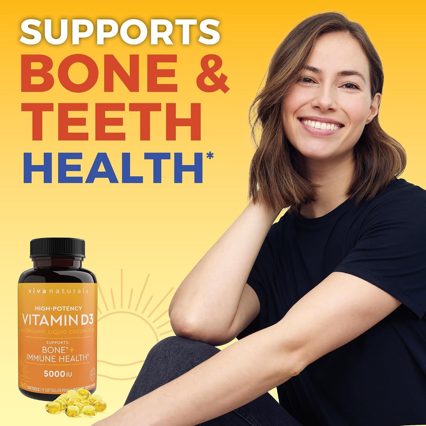 Viva Naturals Vitamin D3 5000 IU Softgels, 360 Count – For Bone & Immune Health - görsel 7