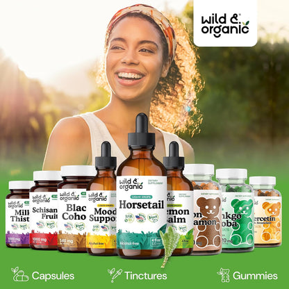 Wild & Organic Horsetail Herb Tincture - Hair, Skin and Nails Support - Liquid Horsetail Supplement - Vegan, Sugar & – Image 5