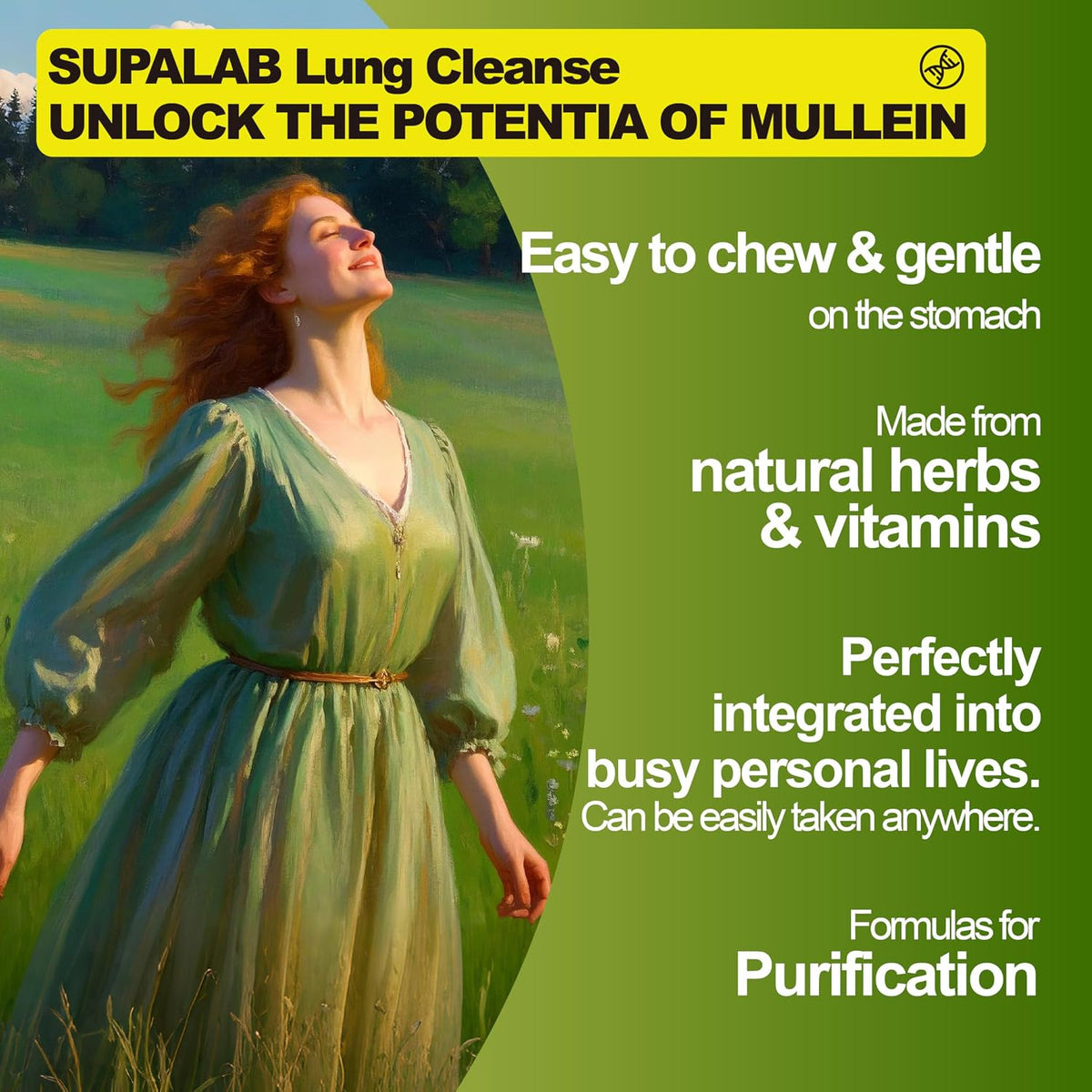 MEGNETA Natural Mullein Lung Cleanse Gummies - Apple Flavour, 60 Gummies - görsel 3