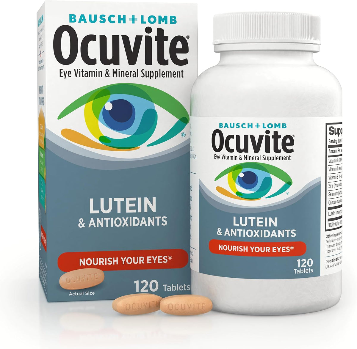 Bausch + Lomb Ocuvite Vitamin and Mineral Supplement with Lutein, 120 Tablets (Pack of 3) - görsel 2