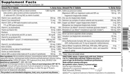VitaPrime Iron-Free Multivitamin - Two-a-Day with Methyl Folate and B12 (60 Tablets)