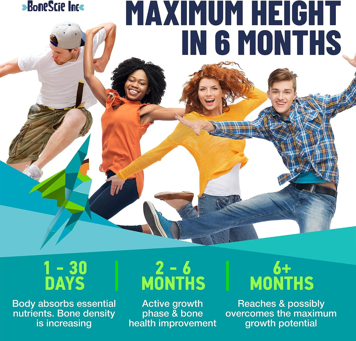 Height Growth Maximiser – Kids & Teens Bone Development Supplement with Calcium, Vitamin D3 & Zinc – 120 Capsules - görsel 5