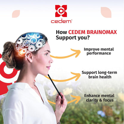 CEDEM Switzerland BRAINOMAX 20 Powder Sticks, Brain Booster Supplement, Cherry-Vanilla Flavour with Citicoline, N-Acetyl-L-Carnitine, Nootropic Brain Supplements for Memory and Focus, Cognitive Support