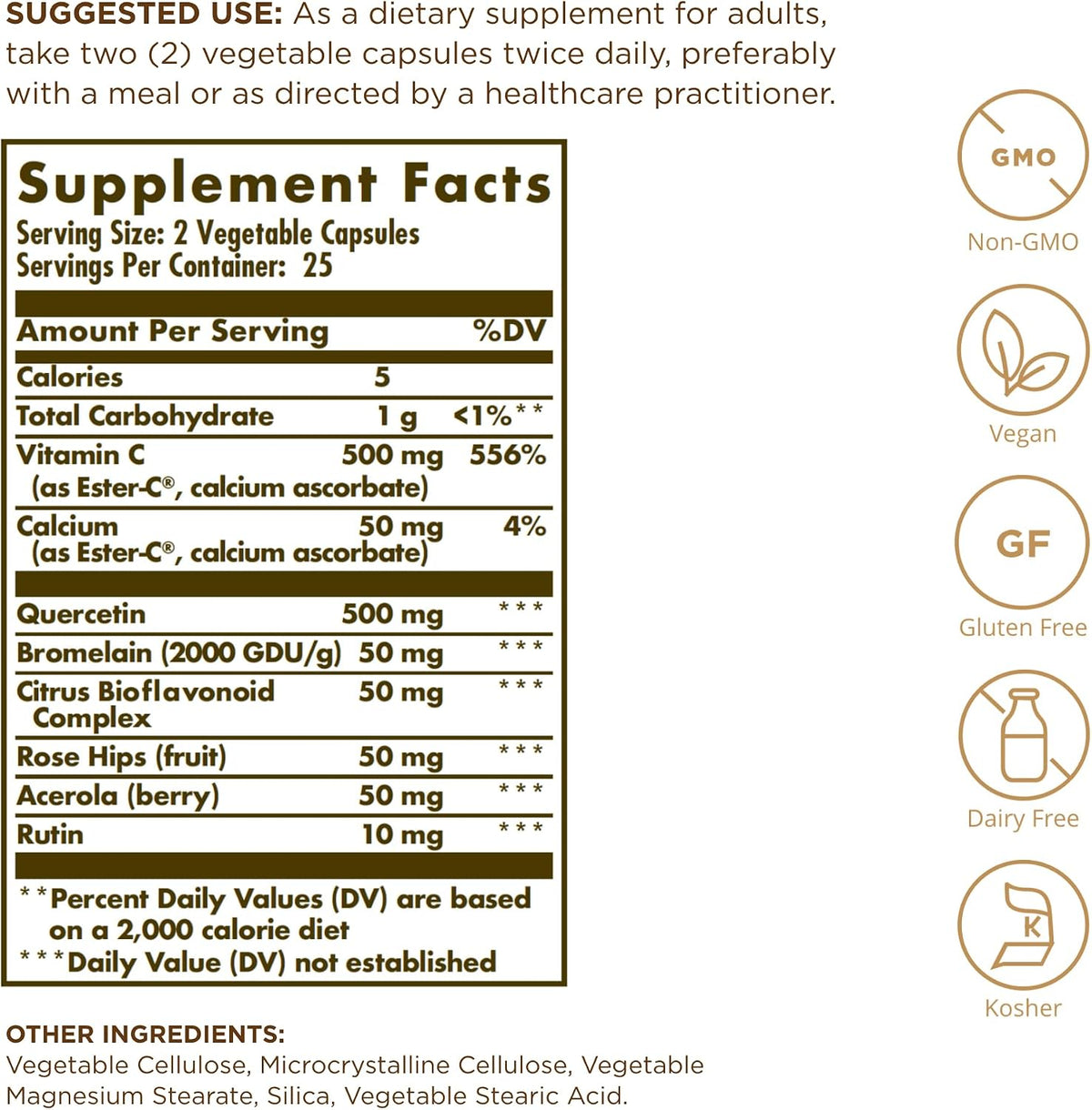 Solgar Quercetin Complex with Ester-C Plus - 50 Vegetable Capsules - görsel 2