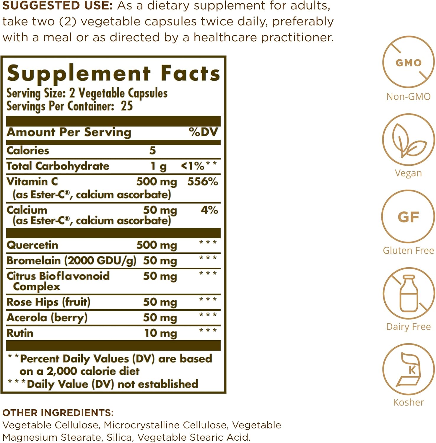 Solgar Quercetin Complex with Ester-C Plus - 50 Vegetable Capsules - görsel 2