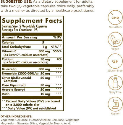 Solgar Quercetin Complex with Ester-C Plus - 50 Vegetable Capsules