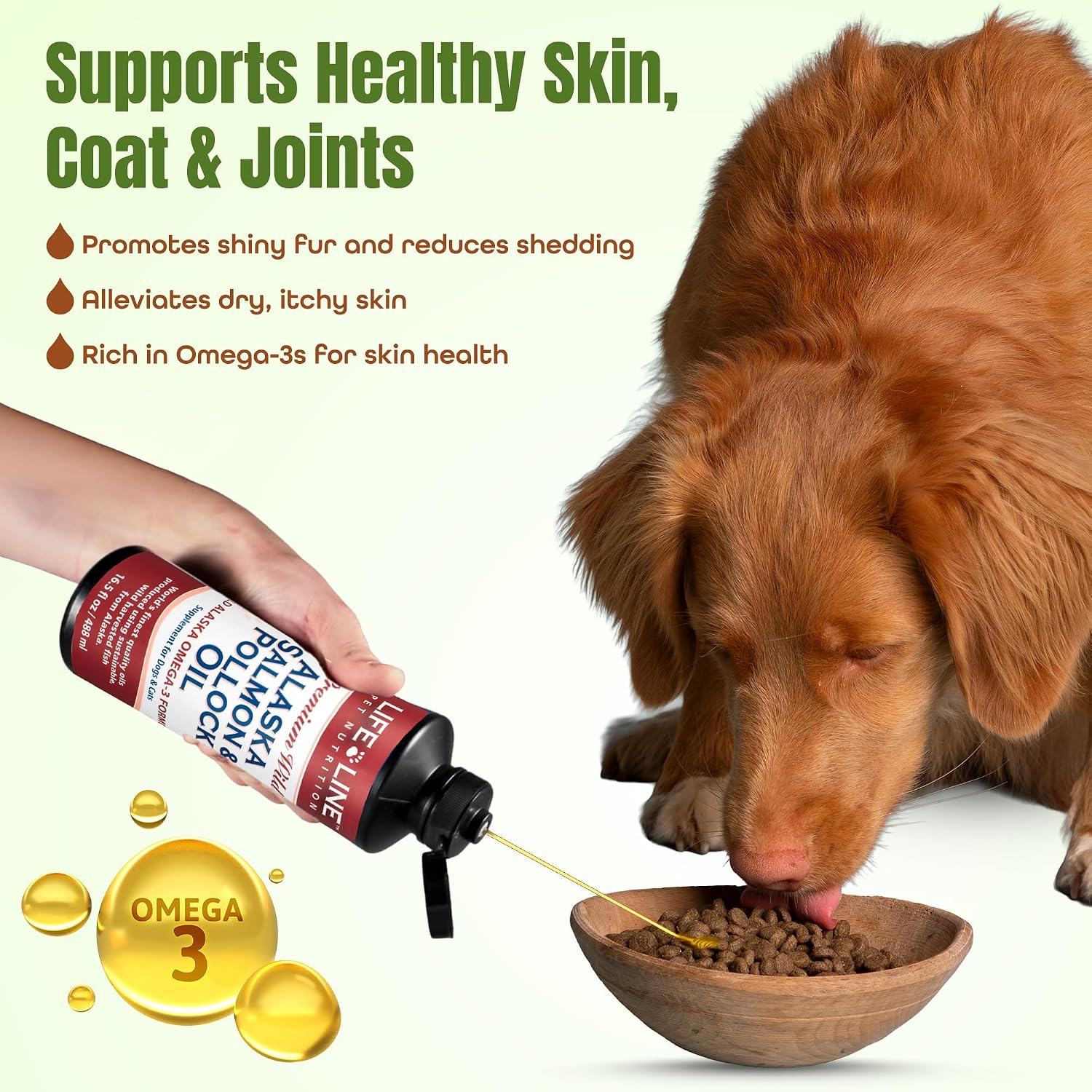 Life Line Pet Nutrition Wild Alaska Salmon & Pollock Oil – Omega 3 Supplement for Dogs and Cats in All Life Stages, 488 ml - görsel 2