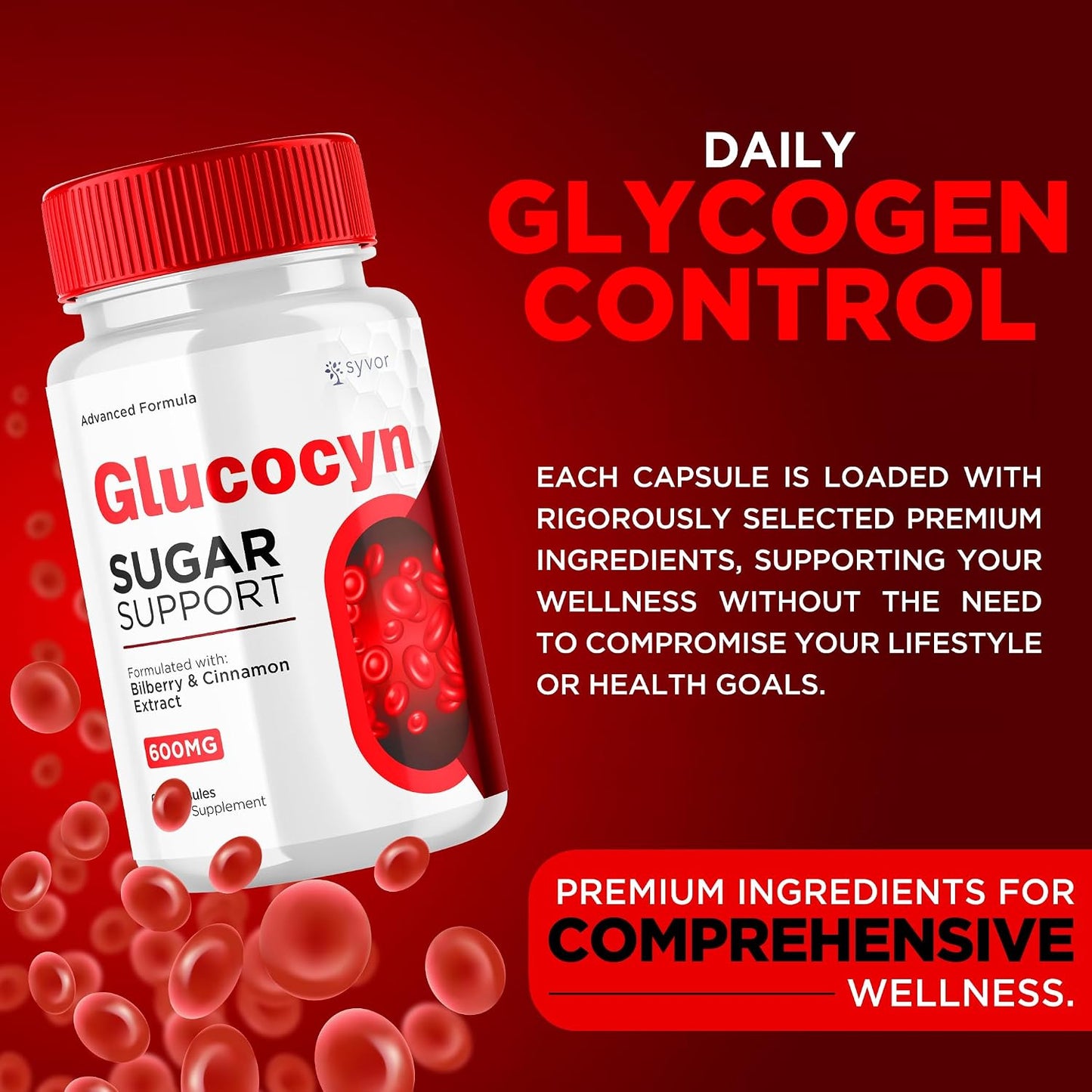 Glucocyn Capsules (2 Pack) - Official Glycogen Supplement with All Natural Ingredients - Max Strength Premium Vitamins for Women and Men (120 Capsules) - görsel 3