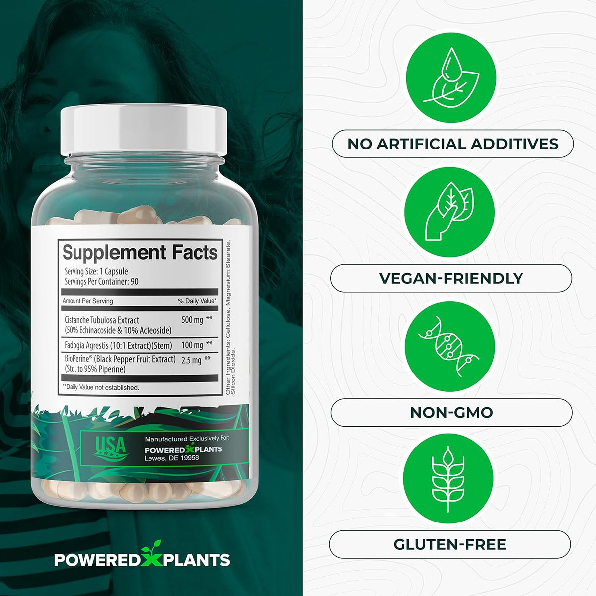 Cistanche Tubulosa with Fadogia Agrestis - Herbal Supplement for Vitality - 90 Capsules - görsel 5