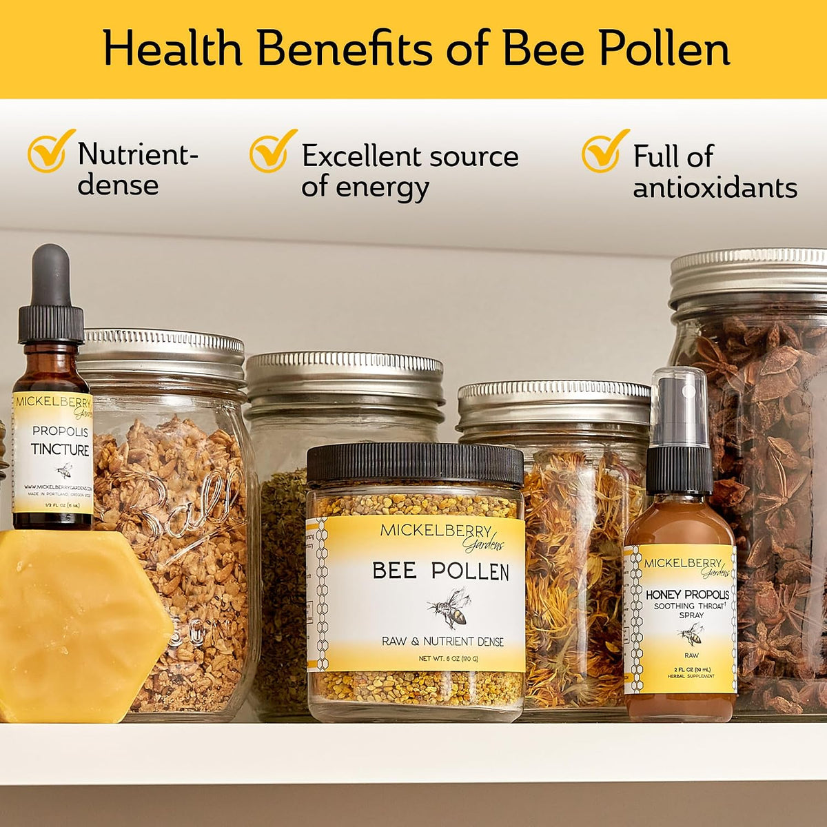 Mickelberry Gardens Bee Pollen Granules 6oz (170g) - Raw Superfood Rich in Protein - görsel 6
