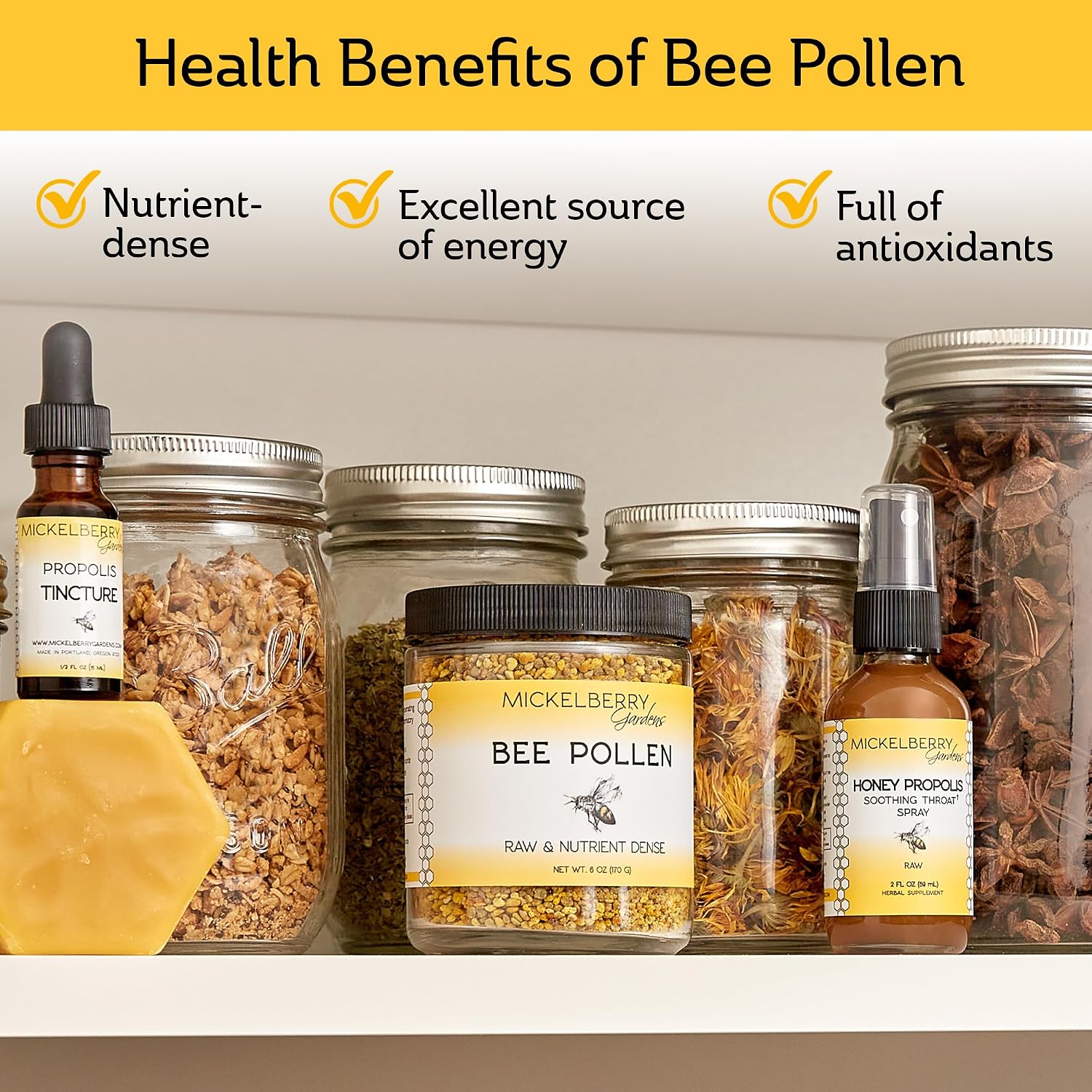 Mickelberry Gardens Bee Pollen Granules 6oz (170g) - Raw Superfood Rich in Protein - görsel 6
