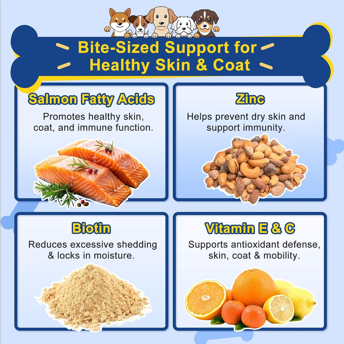 SHINEPAWS Omega-3 Fish Oil for Dogs – Chicken Flavoured Chews with EPA, DHA, Zinc & Biotin (120 Count) - görsel 2