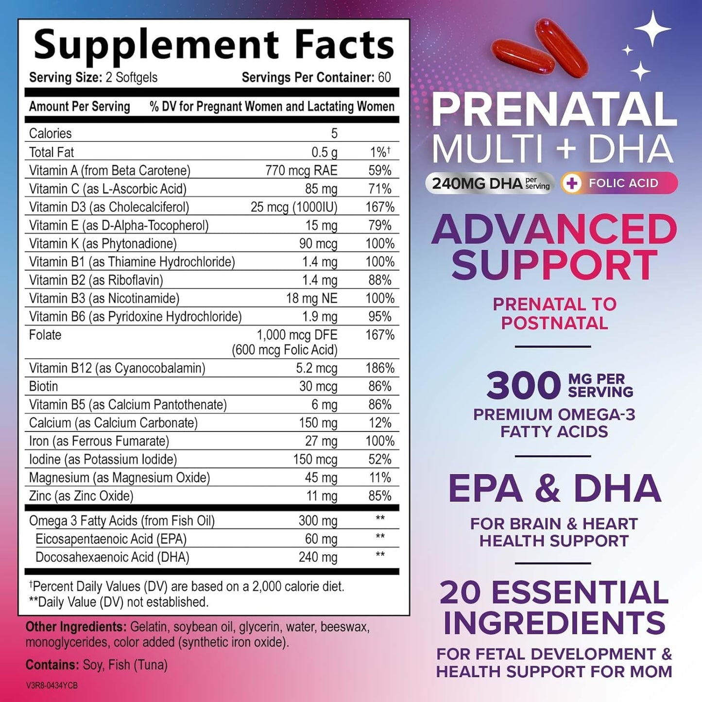Prenatal Vitamins for Women with Folic Acid + Omega-3 DHA - 120 Soft gel capsule Capsules - görsel 2