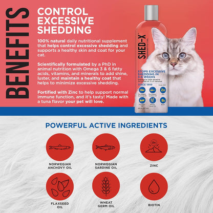Shed-X Liquid Cat Supplement – 227 ml – All-Natural Shed Defender with Essential Fatty Acids