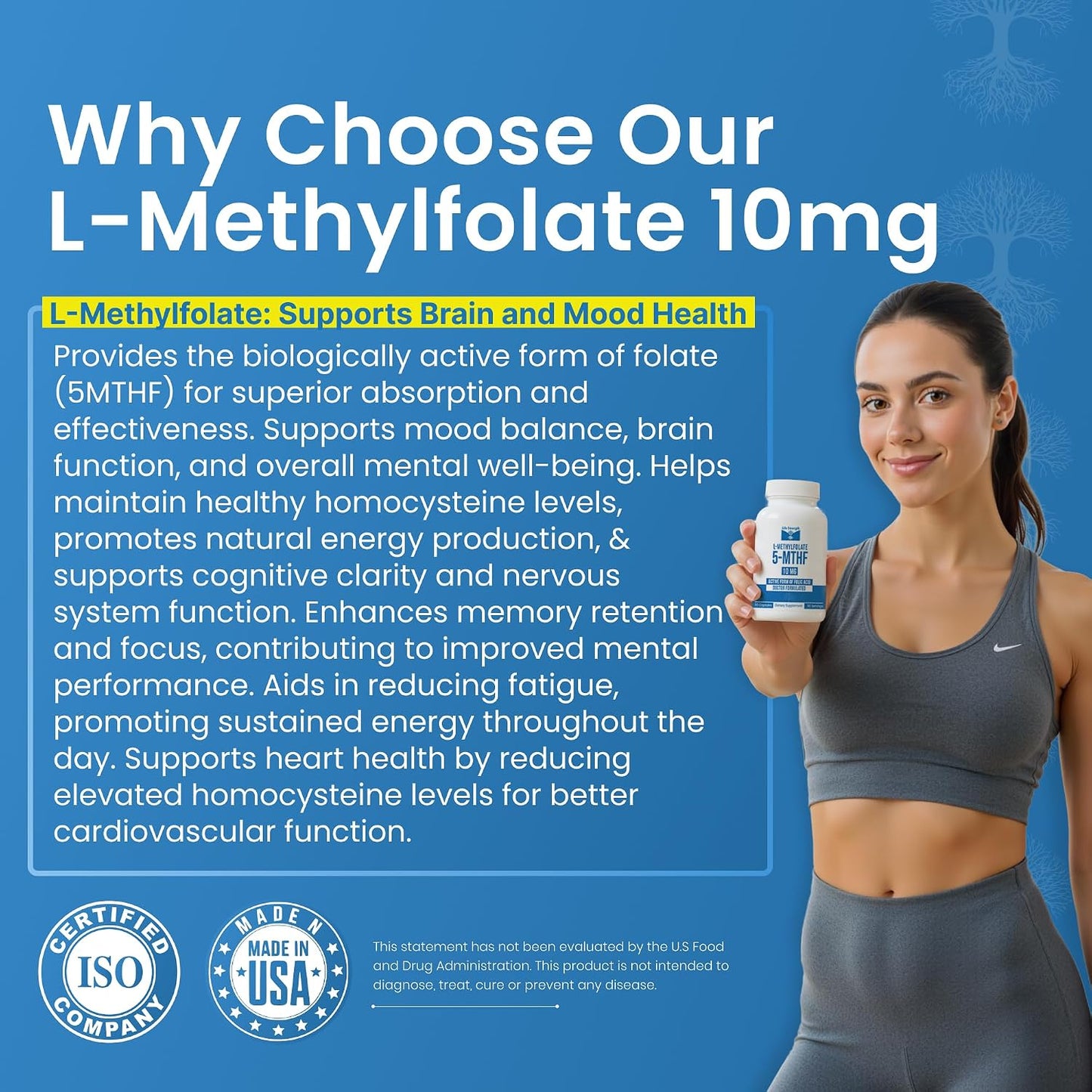 L-Methylfolate 10 mg - 90 Capsules | Active Folate Supplement - görsel 5