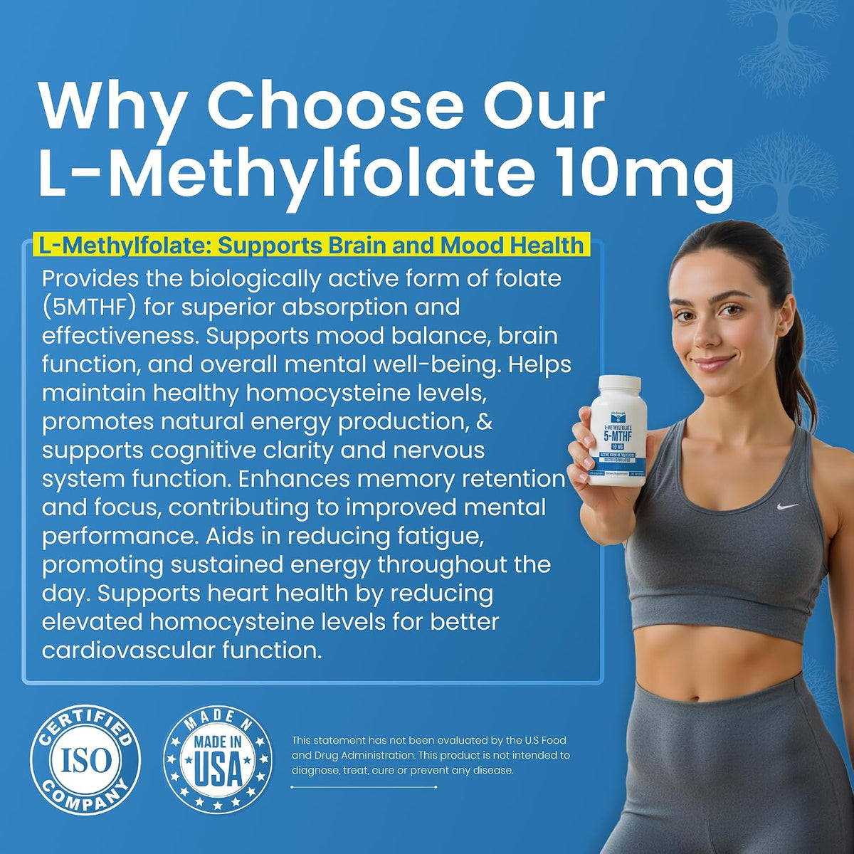 L-Methylfolate 10 mg - 90 Capsules | Active Folate Supplement - görsel 5