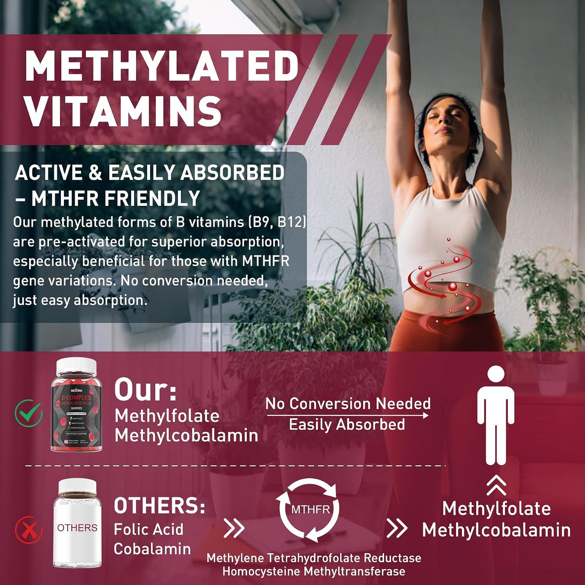 Nextdia Brain and Mood Support Gummies - Super Vitamin B Complex with Methylated B12 and Folate - görsel 3
