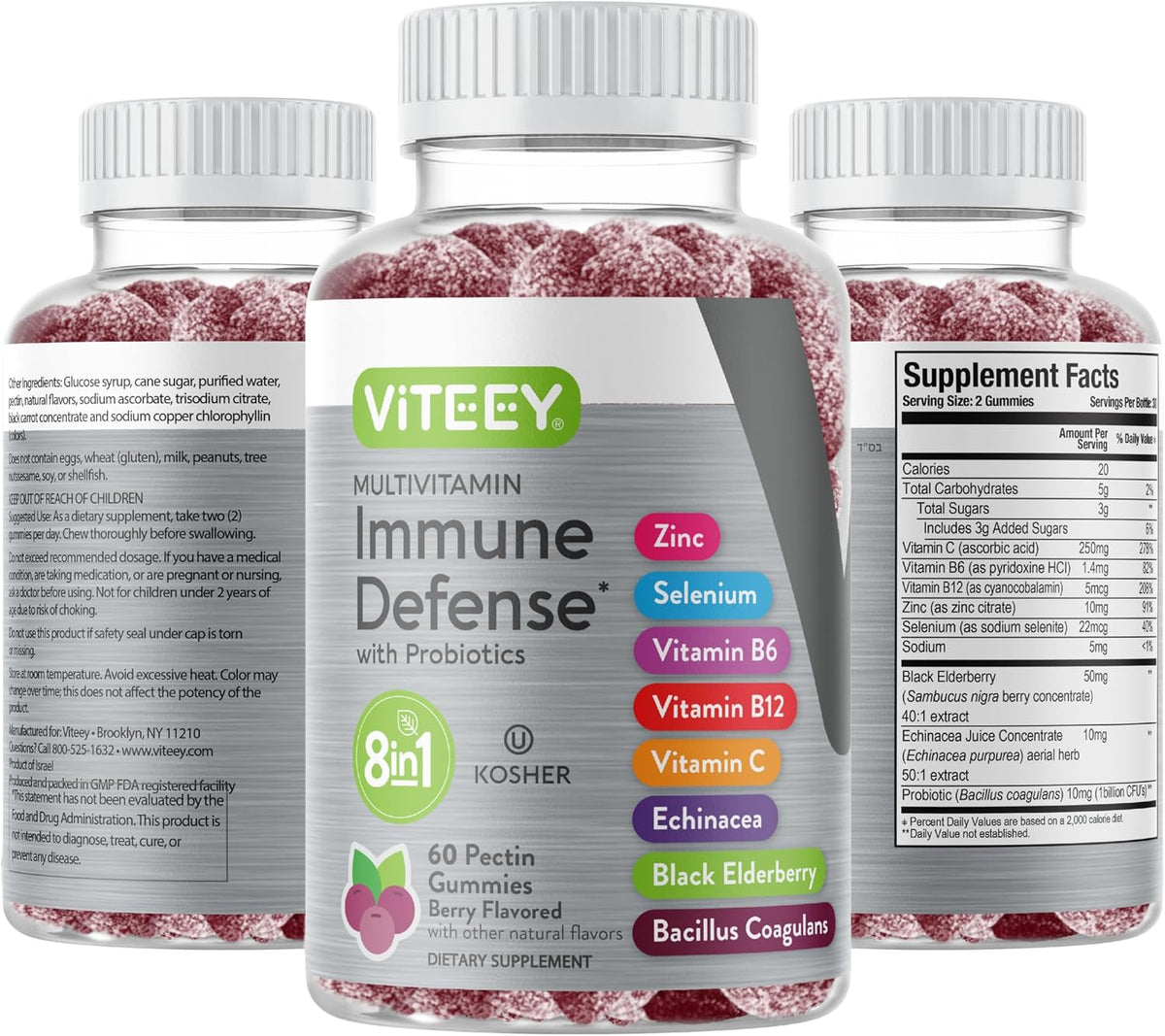 Viteey Multivitamin Gummies 8in1 Immune Support Supplement with Probiotics - görsel 8