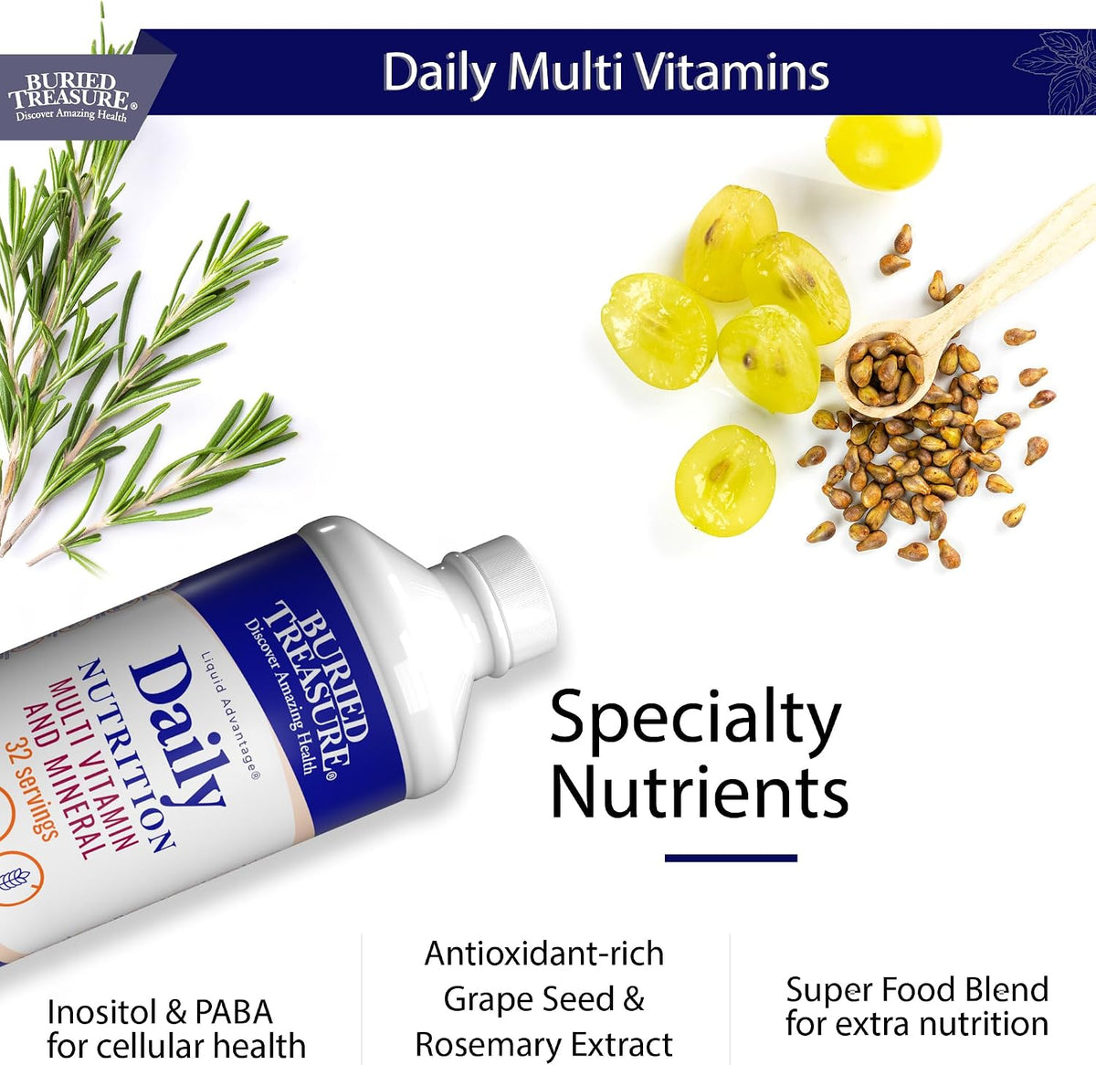 Buried Treasure Daily Nutrition Liquid Multivitamin and Mineral Supplement with Trace Minerals and Superfoods - görsel 6