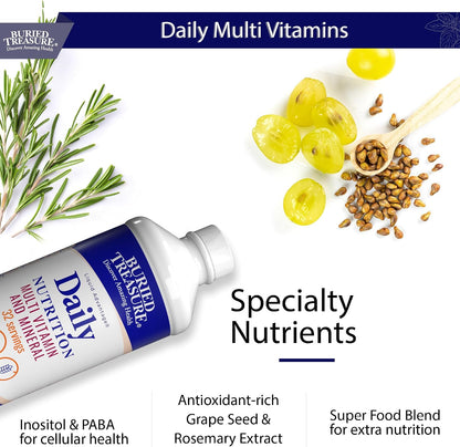 Buried Treasure Daily Nutrition Liquid Multivitamin and Mineral Supplement with Trace Minerals and Superfoods