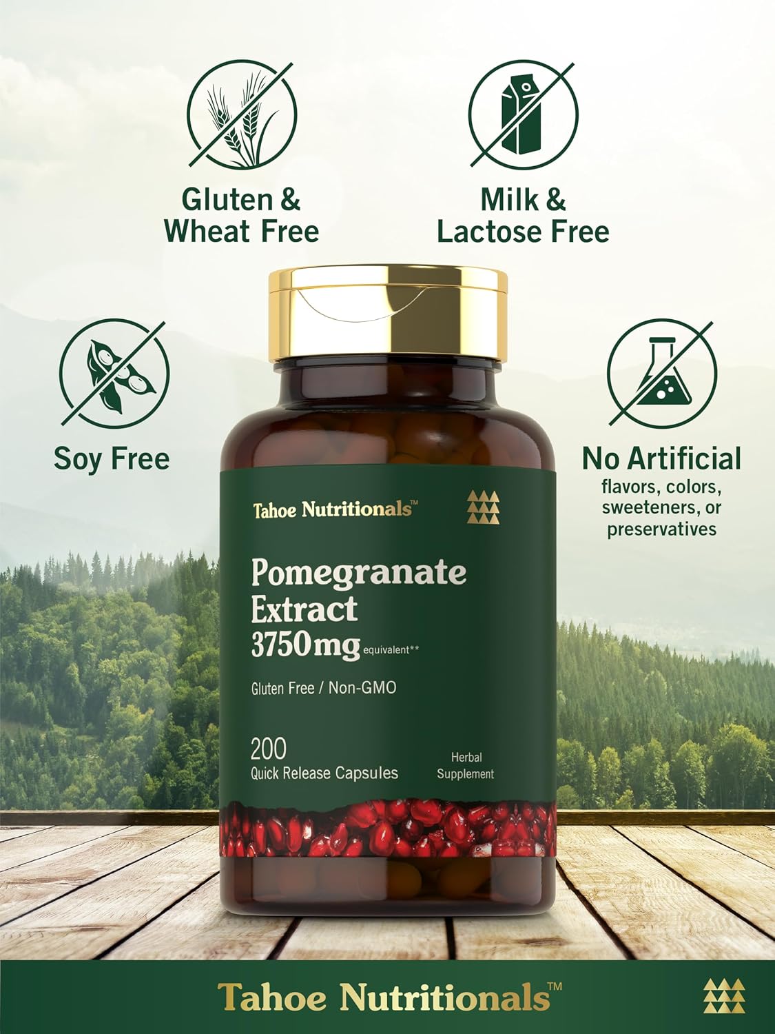 Pomegranate Extract | 200 Capsules | Non-GMO, Gluten-free Food Supplement - görsel 5