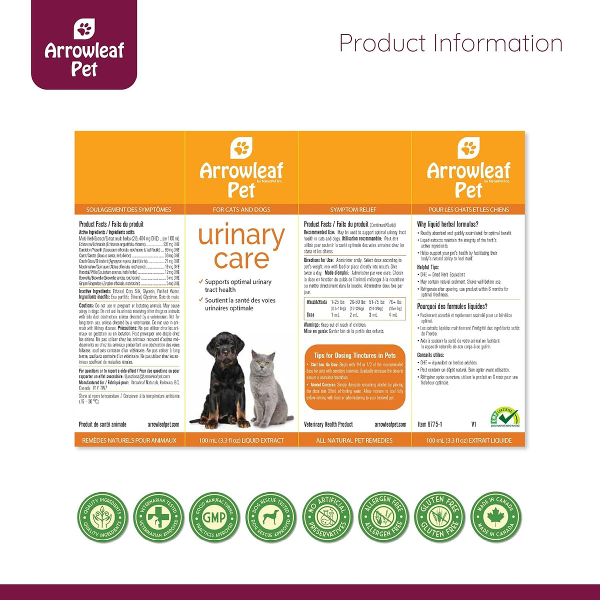 Arrowleaf Pet Urinary Care for Cats and Dogs - Herbal Tincture for Urinary Tract Support, 100mL - görsel 5