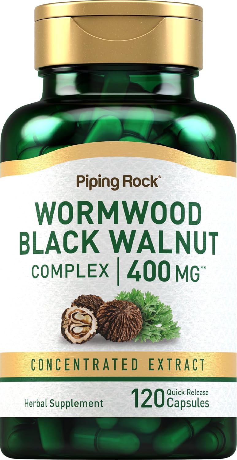 Piping Rock Wormwood Black Walnut Capsules - Herbal Extract Complex, 120 Count - görsel 1