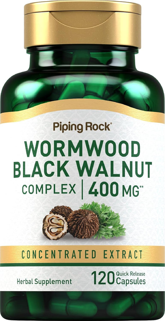 Piping Rock Wormwood Black Walnut Capsules - Herbal Extract Complex, 120 Count